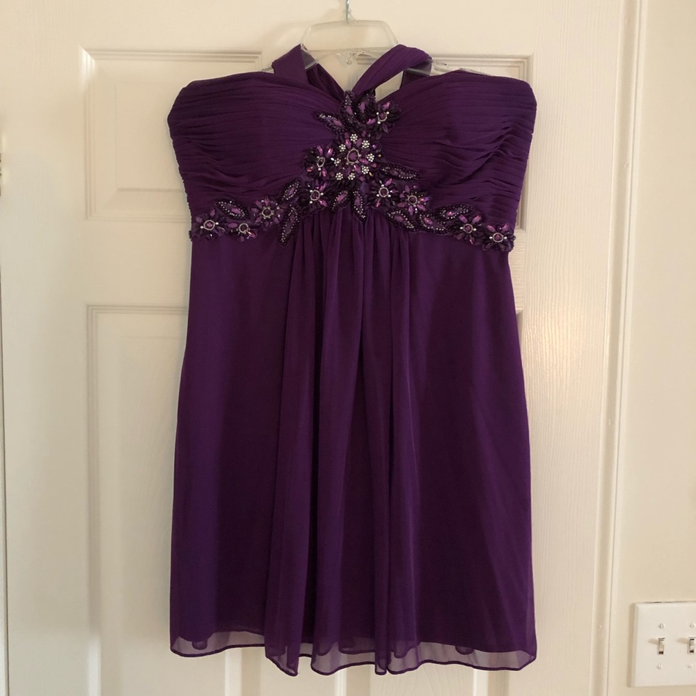 Purple one shoulder dress